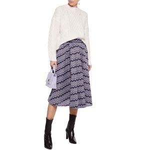 Maje pleated crochet-knit skirt